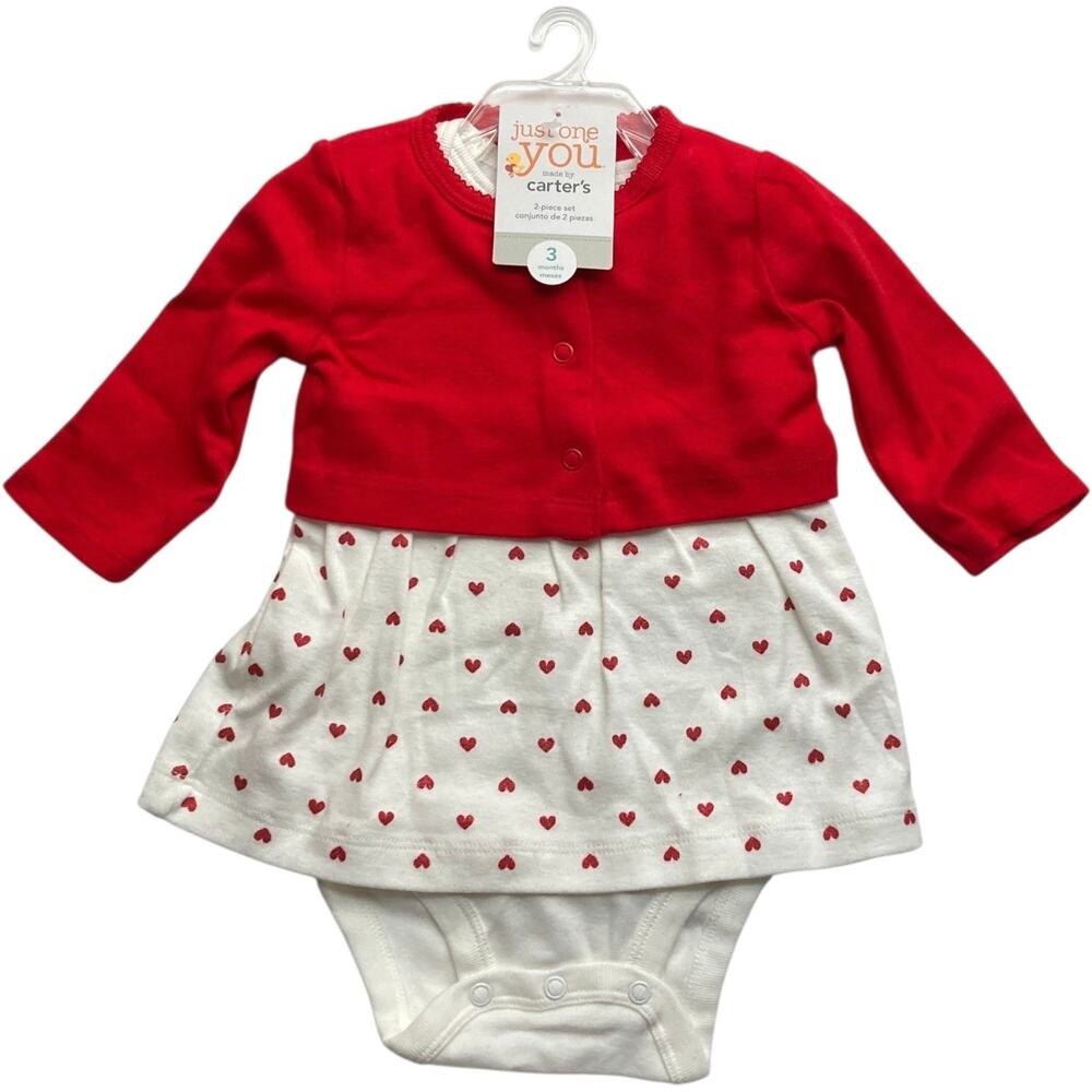 NWT Baby outfit Just one you Carter's 3mo onesie sweater red Valentine's Day